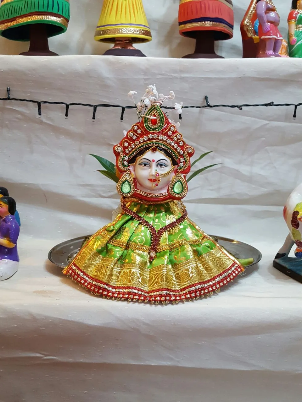 Amman Kalasam Face with Saree — hand-made golu doll from The Golu Shop