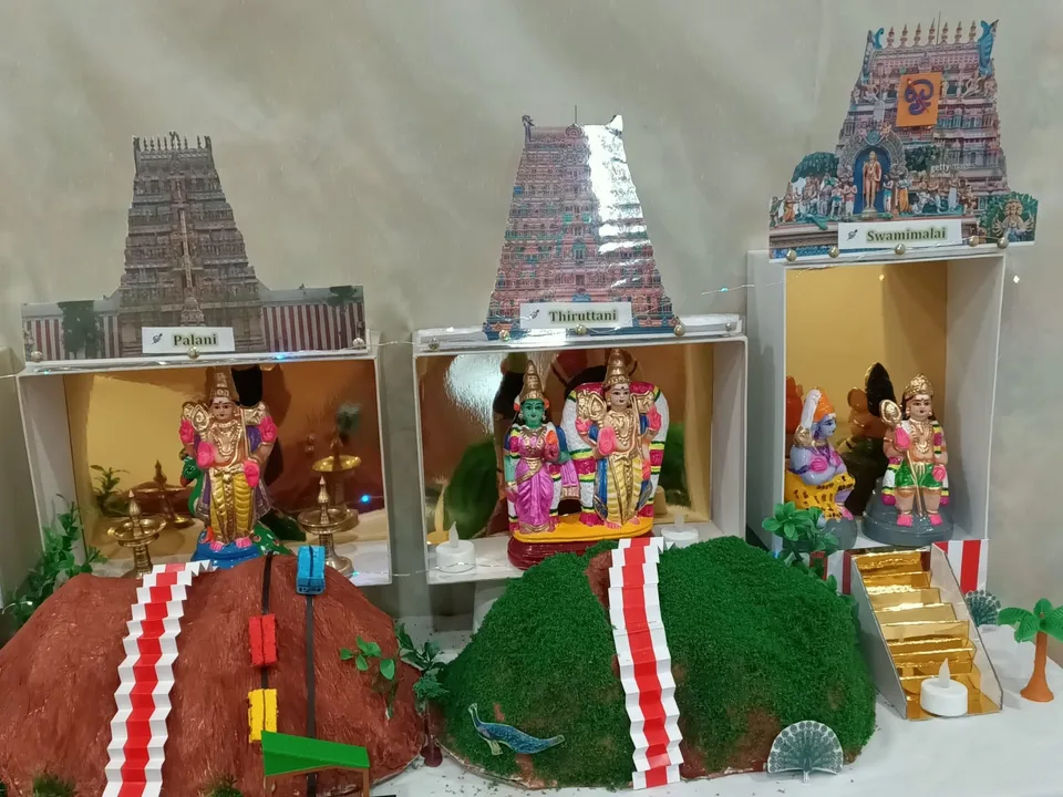 Arupadai Veedu Murugan Temples Set — hand-made golu doll from The Golu Shop