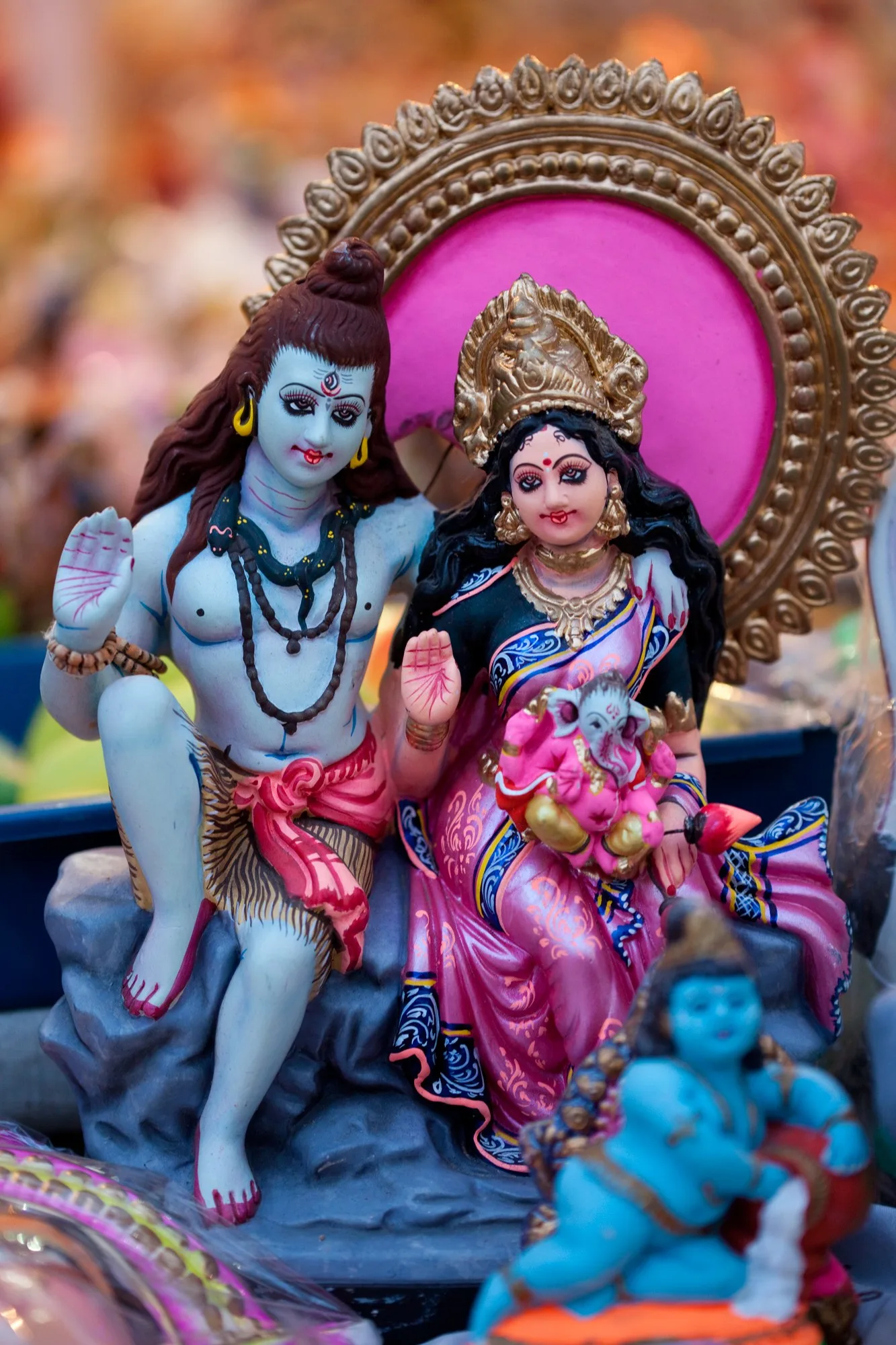 Shiva Parvati with Ganesha — hand-made golu doll from The Golu Shop